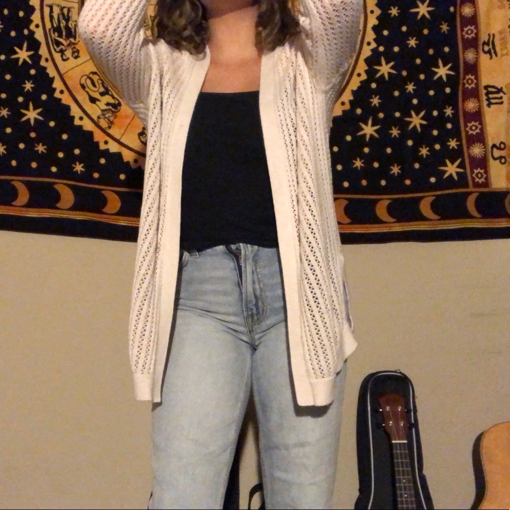 white cardigan